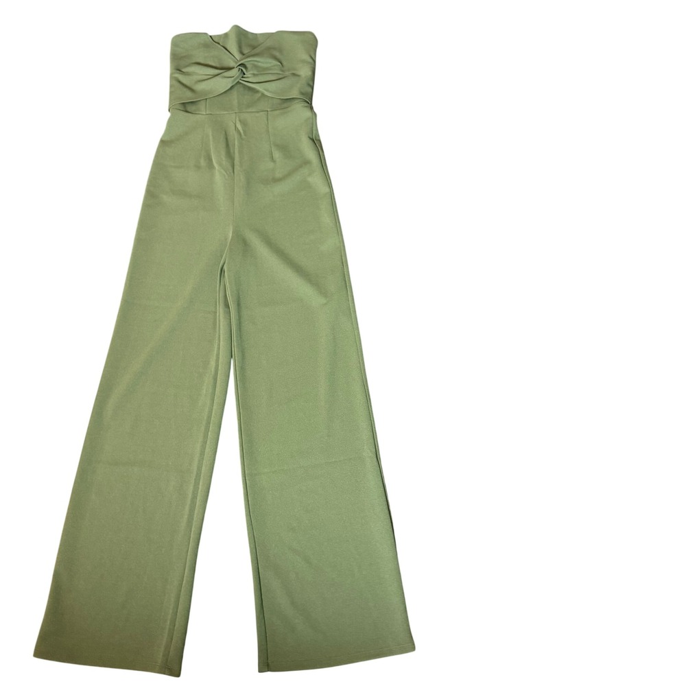Strapless Wide Leg Jumpsuit - Casual Chic boho Olive Green small